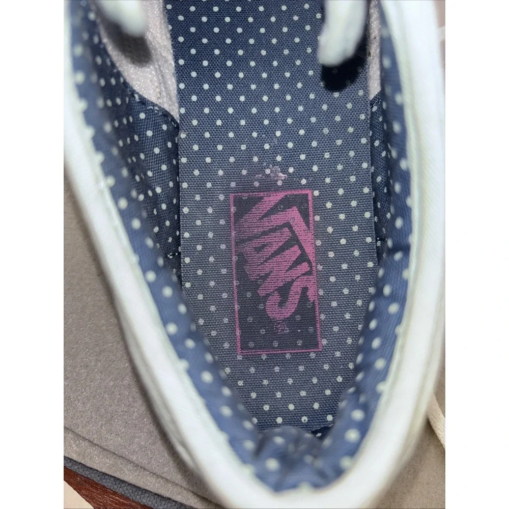 VANS Atwood Mint Green Canvas Sneakers Blue Polka Dot Insoles Women's 9.5 EUC